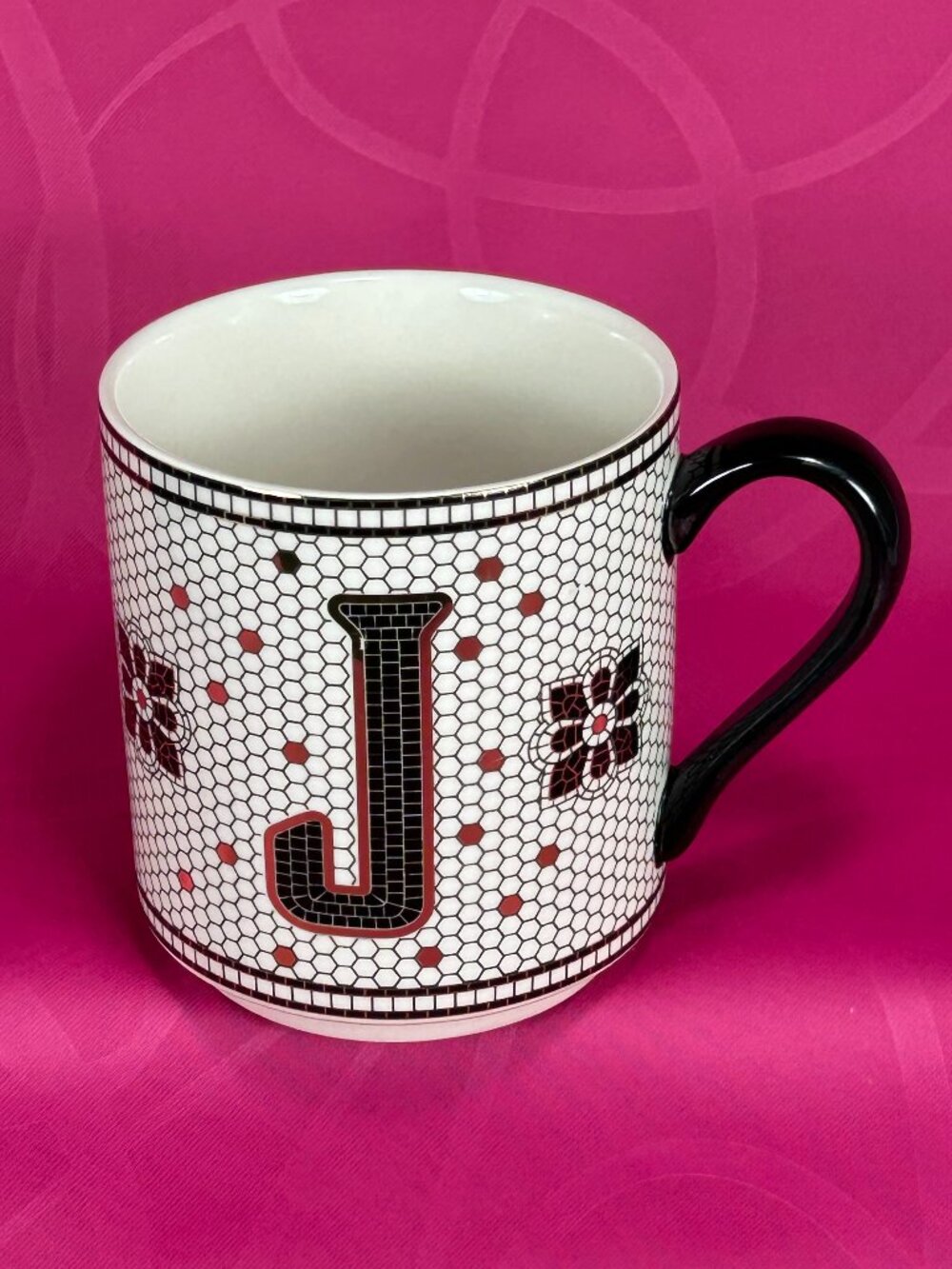 Anthropologie colorful letter J coffee mug